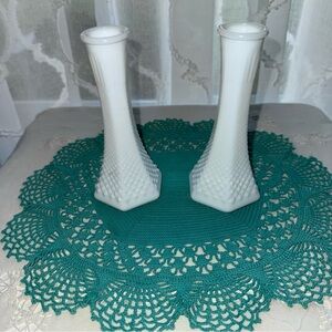 E.O.‎ Brody Co. Milk Glass 6 in Hobnail Vase Duo Cleveland Ohio # 1, 3 Vintage
